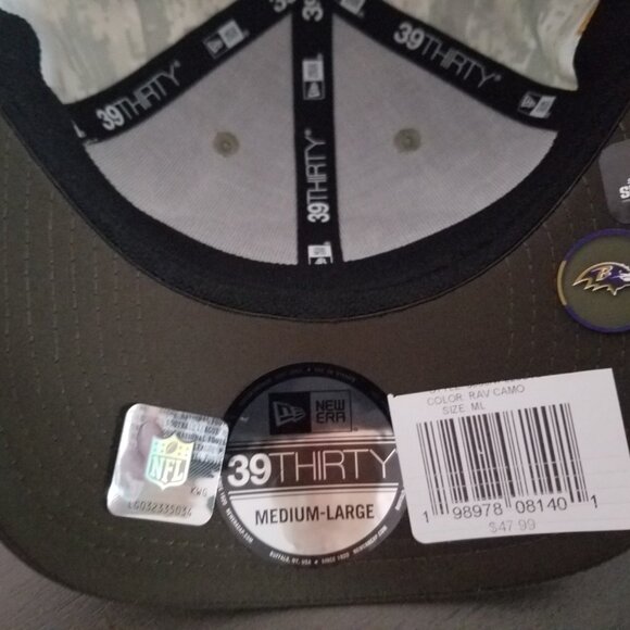 Men's Baltimore Ravens New Era Camo 2025 Salute to Service 39THIRTY Flex Hat M-L - Picture 11 of 11